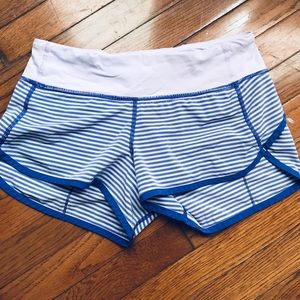 lululemon run times short purple stripe sz 4